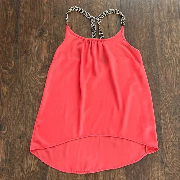 Pink Tank Top with Chain Detail | Charlotte Russe Tank Top | Hot Pink | Chains - Picture 1 of 6